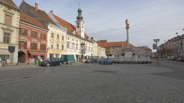 Piața Principală Coloana Ciumă Din Maribor — Videoclip de stoc