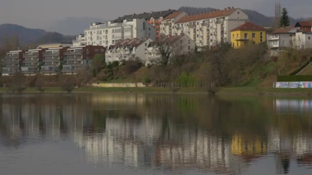 Drava River Buildings Waterfront — Video Stock