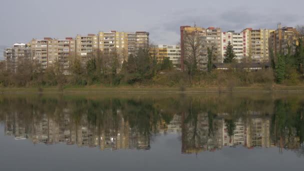 Apartment Buildings Close Drava River Maribor — Stock video