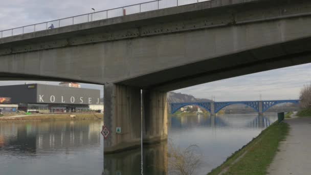 Bridges Drava River Maribor — ストック動画