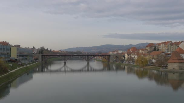 State Bridge Drava River Maribor — Stok video