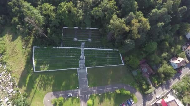 Vista Aérea Del Cementerio Héroes Sprenghi — Vídeo de stock