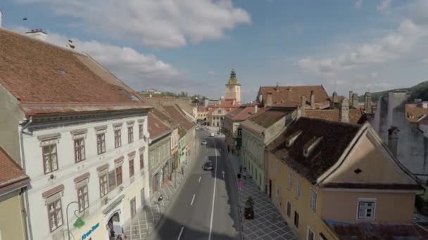 Flygfoto Över George Baritiu Street Brasov — Stockvideo