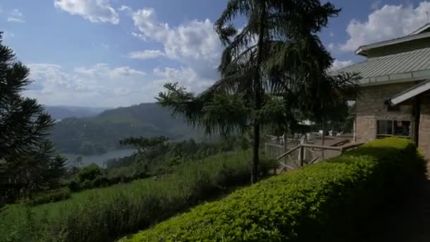 Landschap Vanaf Arcadia Lodge Uganda — Stockvideo