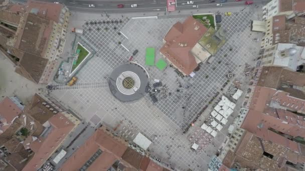 布拉索夫理事会广场的空中景观 — 图库视频影像