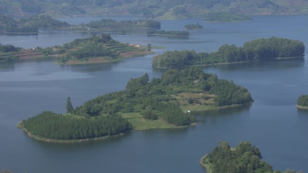 Grüne Inseln Lake Bunyonyi Uganda — Stockvideo