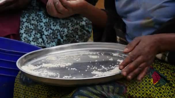 Hands Shaking Plate Rice — Vídeo de Stock