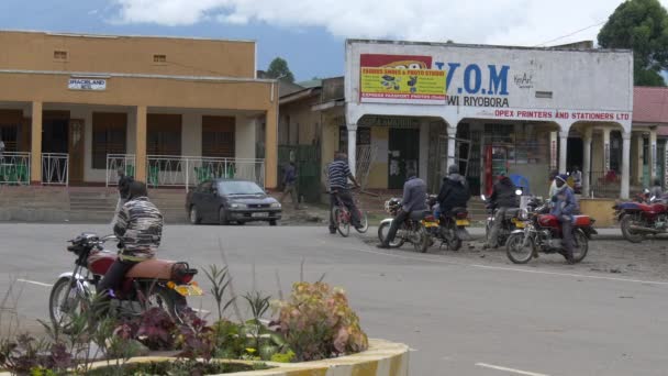 Men Sitting Motorbikes Kabale — Stock Video