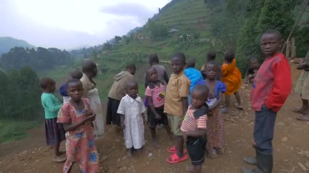 Afrikanische Kinder Werfen Steine Vom Straßenrand — Stockvideo