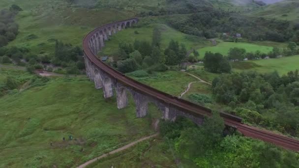 Aerial View Glenfinnan Viaduct — Stock Video