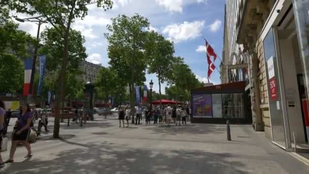 Multitud Avenue Des Champs Elysees — Vídeos de Stock