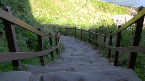 Steintreppe Einen Hügel Hinunter — Stockvideo