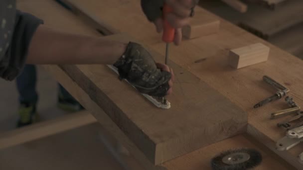 Screwing Lock Carpentry Concept — Stock Video