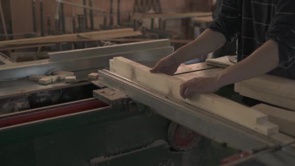 Tischler Die Holz Verarbeiten Schreinerkonzept — Stockvideo