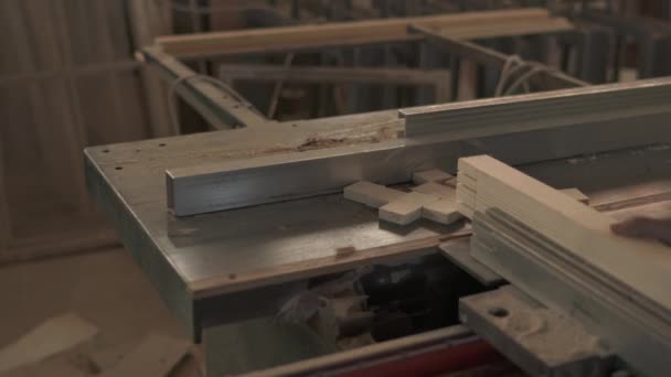 Holz Schneiden Der Werkstatt — Stockvideo