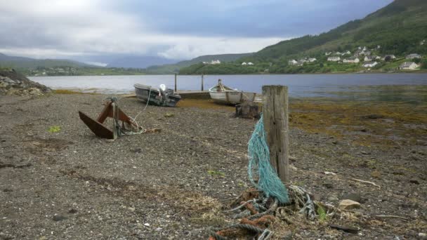 Drained Shore Anchored Boats — Stock Video