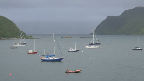 Verankerte Boote Auf Einem See — Stockvideo