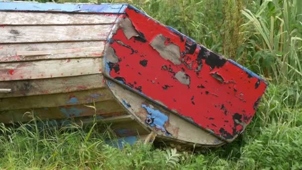 Gros Plan Une Vieille Barque — Video