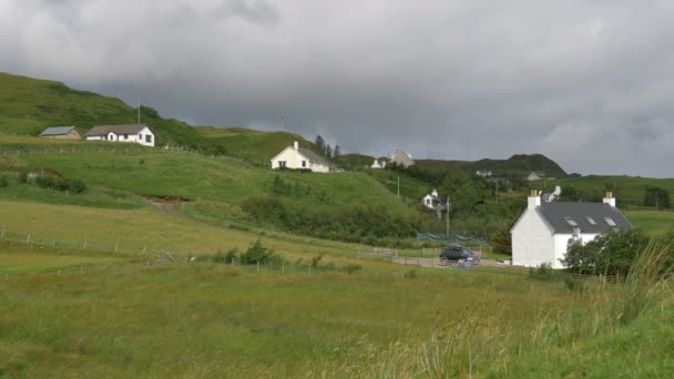 Houses Hills Cloudy Day — Stock Video