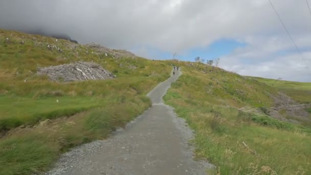 Een Wandelpad Een Bewolkte Dag — Stockvideo