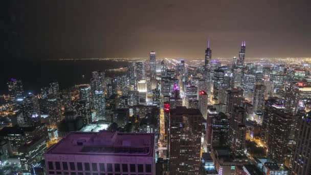 Night Timelapse Chicago United States America — Stock Video