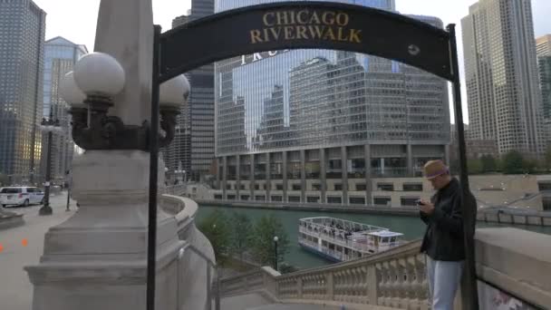 Chicago Riverwalk Itt Chicago Amerikai Egyesült Államok — Stock videók