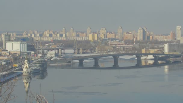 Kiev Visto Sobre Río Dnieper — Vídeos de Stock