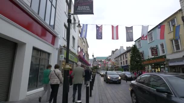 Voetgangers Auto Straat — Stockvideo