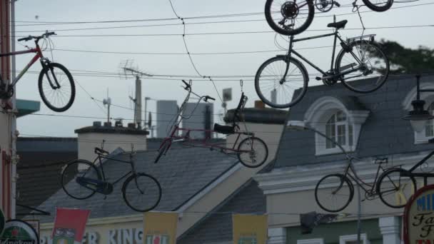 Bicycles Suspended Cables Killarney Ireland — Stock Video