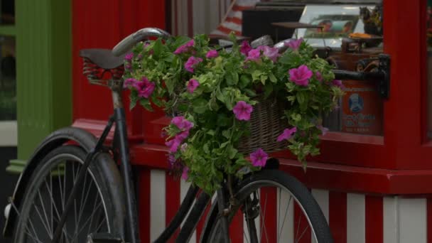 一辆在街上有篮子的自行车 — 图库视频影像