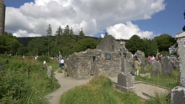Stenen Ruïne Glendalough Monastic Site — Stockvideo