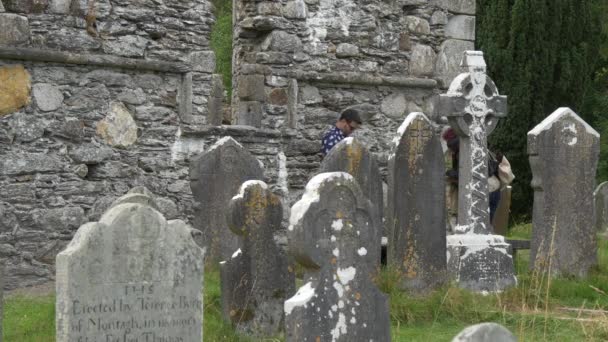 Touristes Visitant Site Monastique Glendalough — Video