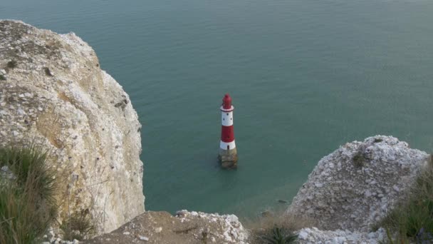 Latarnia Morska Skały Widziane Pobliżu Beachy Head — Wideo stockowe