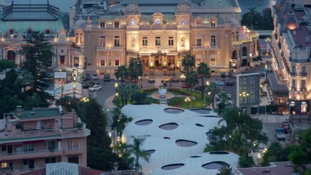 Evening Night Timelapse Casino Monaco — Stock Video