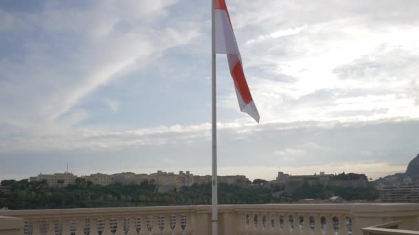 Monaco Fahne Weht Wind — Stockvideo