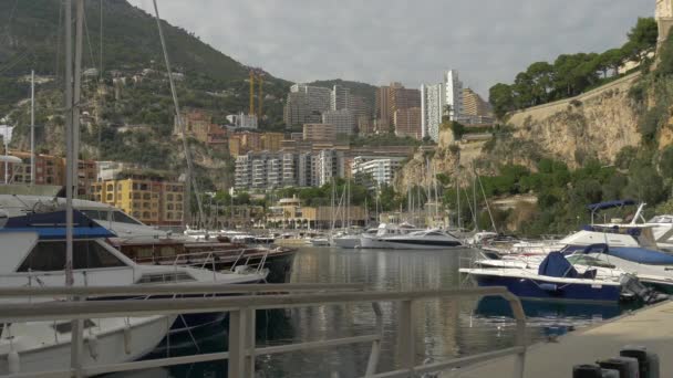 Stad Monaco Haven Fontvieille — Stockvideo