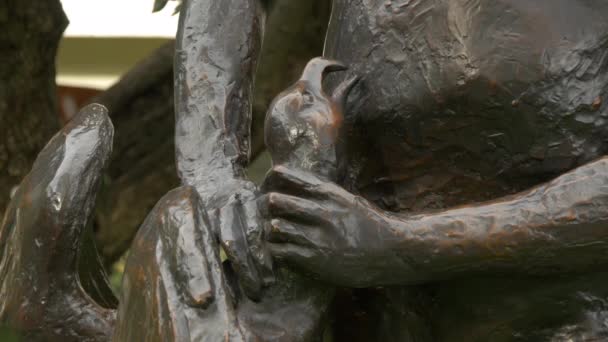 Sculpture Representing Two Hands Holding Bird — Stock Video