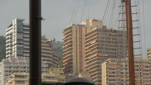 Buildings Seen Boat Mast — Stockvideo