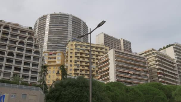 Byggnader Monaco Staden Dagtid — Stockvideo