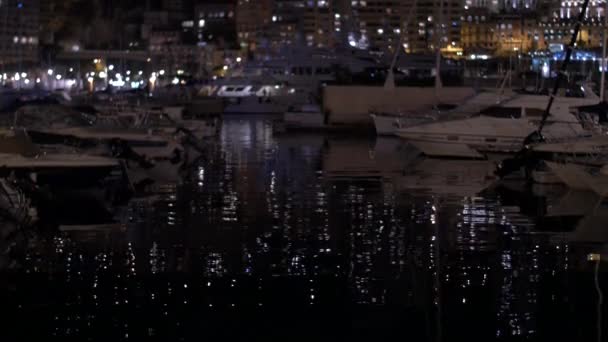 Наклон Лодки Зданий Монако — стоковое видео