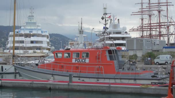 Barco Policía Puerto — Vídeo de stock