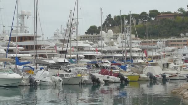 Pan Vänster Trångt Hamn Monaco — Stockvideo