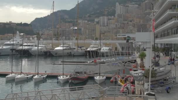 Pan Rechts Van Hercules Port Monaco — Stockvideo