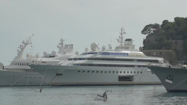 Pan Izquierda Barcos Anclados Puerto — Vídeos de Stock