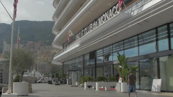 Inclinazione Dell Edificio Dello Yacht Club Monaco — Video Stock