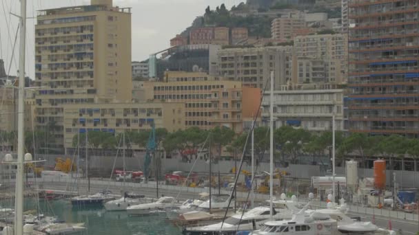 Gebouwen Aan Kust Monaco — Stockvideo