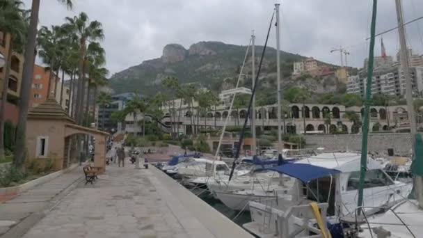 Λιμάνι Fontvieille Στο Μονακό — Αρχείο Βίντεο