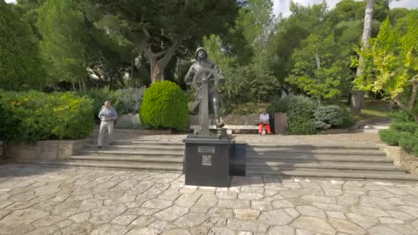 Bronze Statue Prince Albert Monaco — Vídeo de Stock