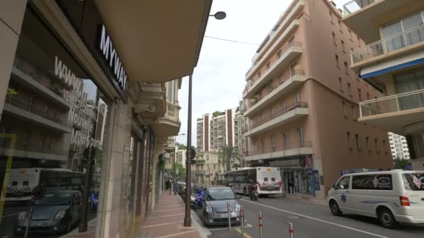 Butiker Och Byggnader Gata Monaco — Stockvideo