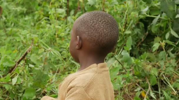 African Child Sitting Grass — Stock Video